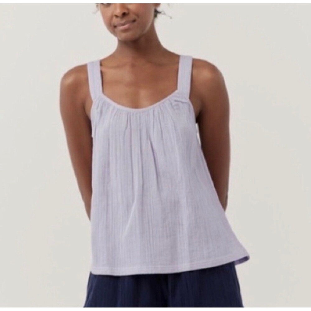 PACT Organic Coastal Double Gauze Breezy Cami Lavender Size S Resortwear Beach